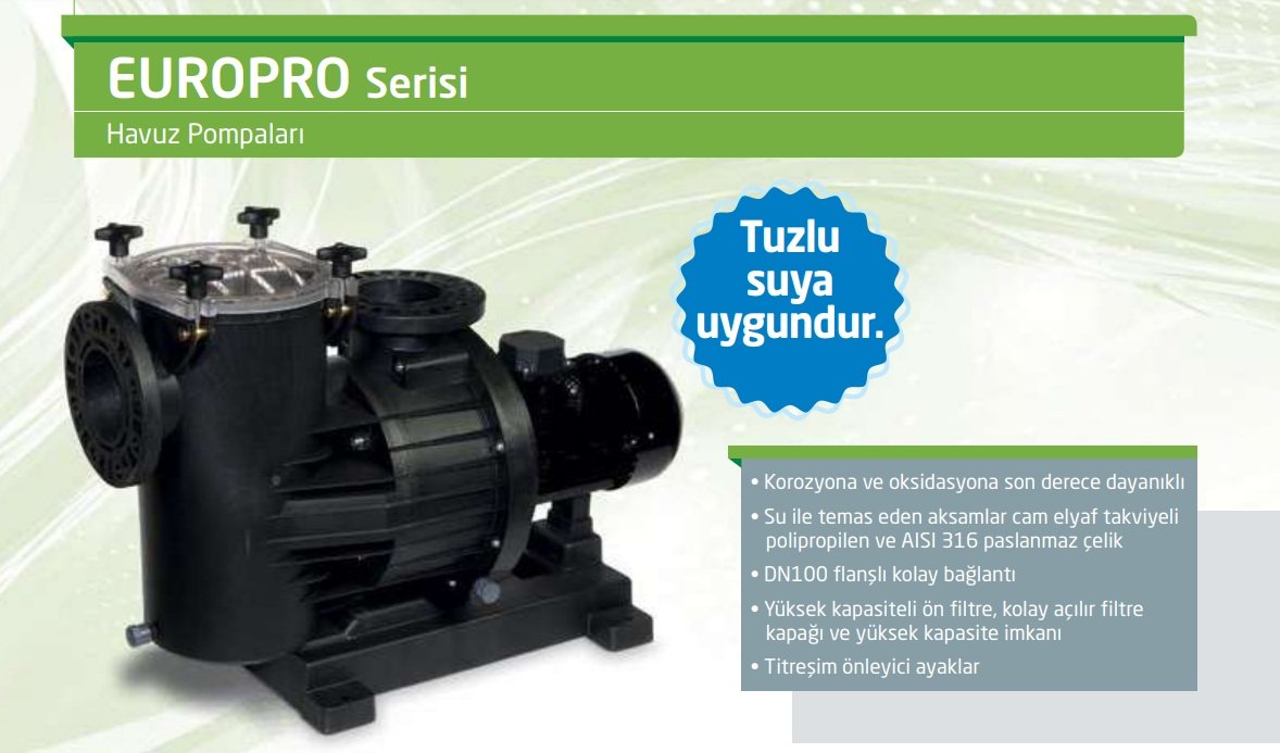 Dab EUROPRO 1500 T 11kW 380V Ön Filtreli Havuz Pompa-Havuz Sistemleri ...