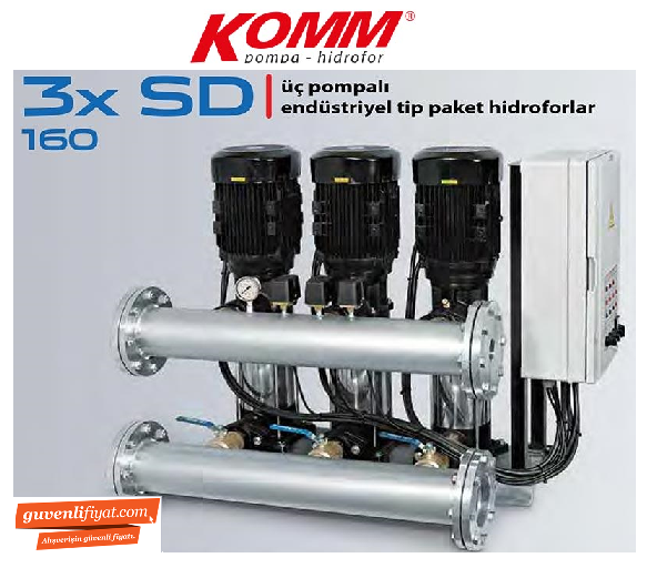 STAR 3 SD 160/4 T 3x7.5 HP 380V ÜÇ POMPALI ENDÜSTRİYEL TİP  PAKET HİDROFOR