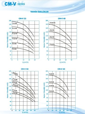 Norm CM-V 50/3      18.5 kW  380V   Düşey Milli Çok Kademeli Santrifüj Pompa