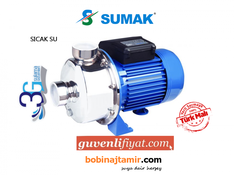 SUMAK SMINOX/A-300/2T-S 380V 3 HP PASLANMAZ SICAK SU SANTRİFÜJ POMPA
