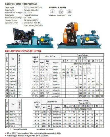 Domak KP40-4    12 Hp  Kademeli Dizel Motopomp (2900 devir-Motor markası:Antor)