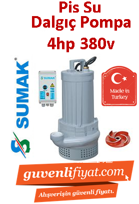 SUMAK SDTV 40/3 4HP 380v Açık Fanlı Pis Su Dalgıç Pompa