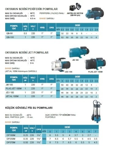 ATLANTİS BLU  JET100A   1HP 220V  ALÜMİNYUM SARGILI JET POMPA