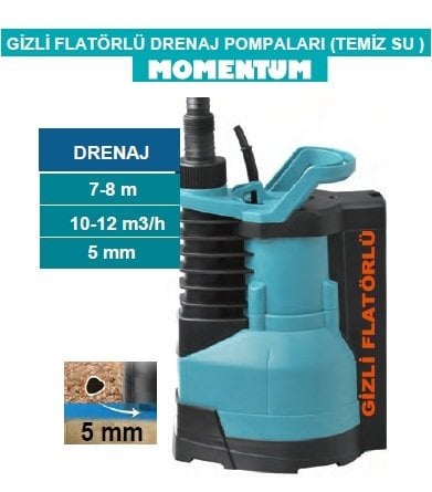 MOMENTUM PKS-550LA 0,75hp 220v Gizli Flatörlü Plastik Gövdeli Dalgıç Pompa