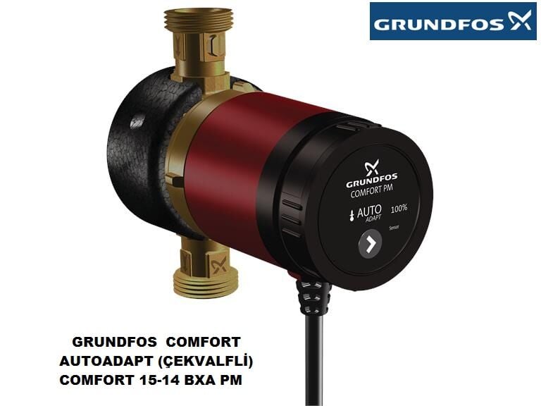 GRUNDFOS  COMFORT AUTOADAPT (ÇEKVALFLİ) COMFORT 15-14 BXA PM  BRONZ GÖVDELİ TEK HIZLI RE-SİRKÜLASYON POMPASI - KULLANIM SUYU SICAK SU POMPASI - BOYLER HATLARI İÇİN - 97916749