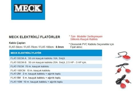 MECK FLAT-70CM  70 cm  Elektrikli Kauçuk Kablolu Seviye Flatörü
