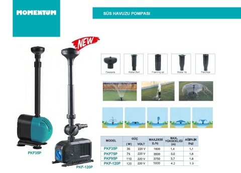 MOMENTUM PKF 95 P  PLASTİK GÖVDELİ SÜS HAVUZU POMPASI