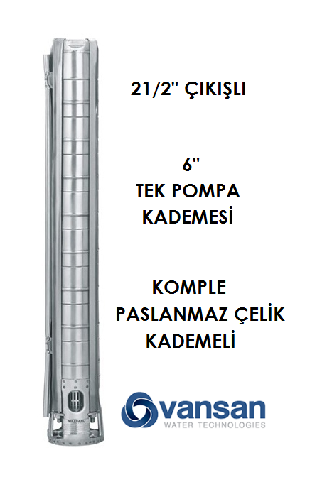 VANSAN VSP SS 06017/14 - 10 HP 6'' İNÇ PASLANMAZ ÇELİK DALGIÇ POMPA KADEMESİ (TEK KADEME)