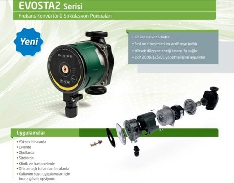 DAB EVOSTA2 40-70/180X  (1''1/4) FREKANS KONVERTÖRLÜ ISLAK ROTORLU DİŞLİ TİP SİRKÜLASYON POMPASI