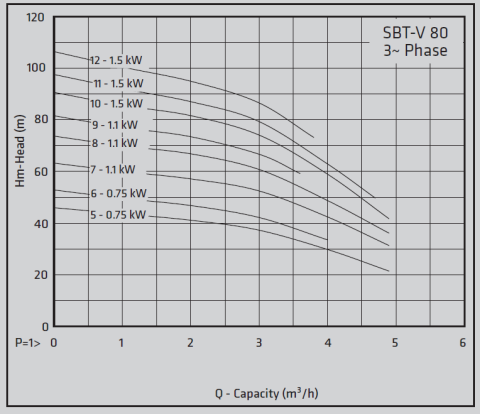 Standart SBT 80/5 1 HP (0.75 kW) Yatay Çok Kademeli Pompa