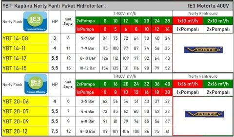 VORTEX YBT 20-07   2X5.5HP  380V  DİK MİLLİ ÇOK KADEMELİ ÇİFT POMPALI NORİL FANLI KAPLİNLİ HİDROFOR
