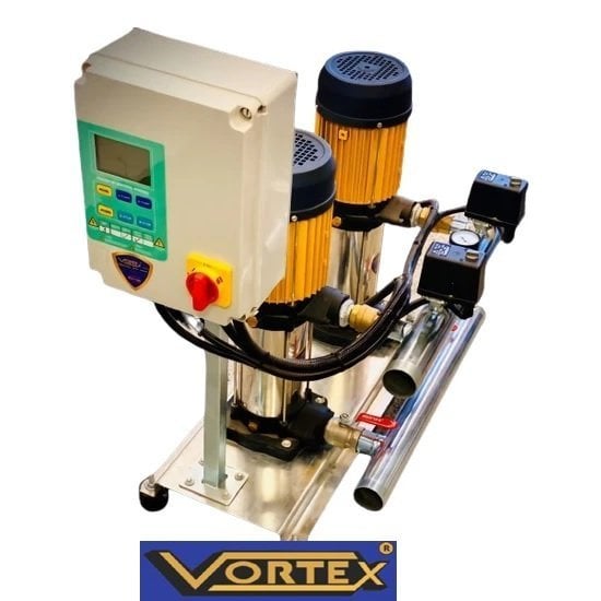 VORTEX YBT 20-07   2X5.5HP  380V  DİK MİLLİ ÇOK KADEMELİ ÇİFT POMPALI NORİL FANLI KAPLİNLİ HİDROFOR