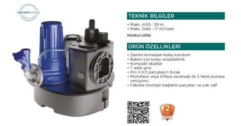 SFA Sanihydro Sanicubic 1 GR SE71.1 S 2.2kW 220V Tek Pompalı Atık Su Tahliye İstasyonu ( 55 Litre )