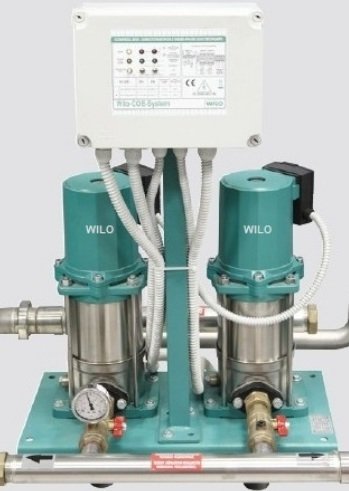 WİLO  COE2-MVIS408 - 380V - 2X3 HP - ÇİFT POMPALI, DİKEY MİLLİ, ÇOK KADEMELİ, ISLAK ROTORLU, KOMPLE PASLANMAZ ÇELİK, TRIFAZE, SESSİZ, PAKET HİDROFOR