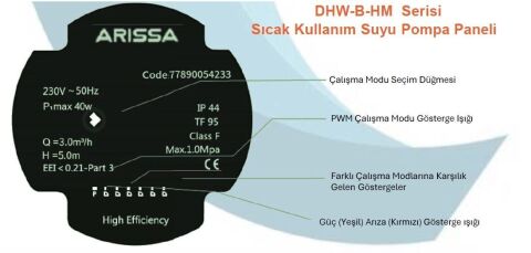 ARİSSA DHW-B-HM-20-70-130 PİRİNÇ GÖVDELİ FREKANS KONTROLLÜ SICAK KULLANIM SUYU / RESİRKÜLASYON POMPASI