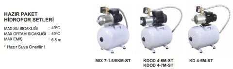 ATLANTİS BLU  KDOD 4-7M-ST -1,6 HP-220V-   KADEMELİ HAZIR PAKET HİDROFOR SETİ (50 LİTRE SABİT MEMBRANLI)
