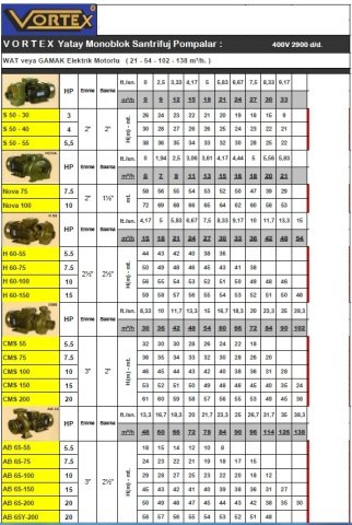 Vortex  AB 65-200  20Hp 380V  Yatay Monoblok Santrifüj Pompa