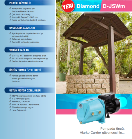 Alarko JET D-JSWM-10H 1hp 220v 50lt Tanklı Paket Jet Hidrofor
