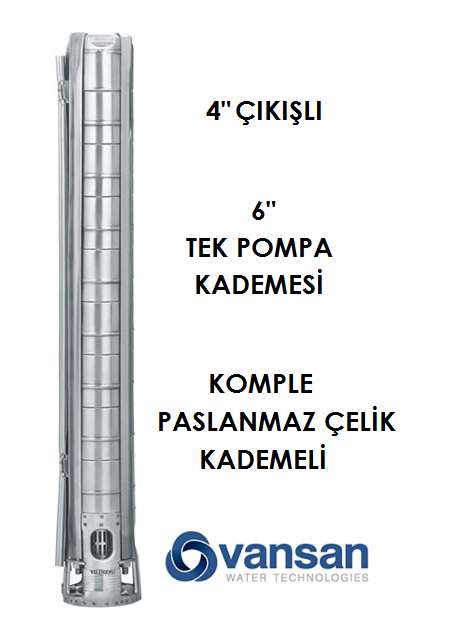 VANSAN VSP SS 06045/33 - 75 HP 7'' İNÇ PASLANMAZ ÇELİK DALGIÇ POMPA KADEMESİ (TEK KADEME)