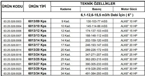 Alarko 6013/34 Kps  40Hp  6'' Paslanmaz Derin Kuyu Dalgıç Pompa (Motor+Pompa) ALK-KPS Serisi