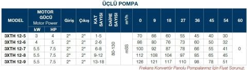 TERSAN, 3xTH 12-9, 3x7.5HP, 380V, ÜÇ POMPALI, DÜŞEY MİLLİ, ÇOK KADEMELİ HİDROFOR