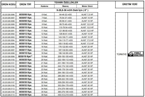 Alarko 6030/23 Kps  30Hp  6'' Paslanmaz Derin Kuyu Dalgıç Pompa (Motor+Pompa) ALK-KPS Serisi