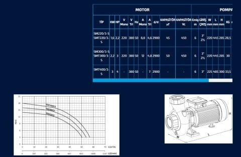 SUMAK SMT 400/3-S  4HP 380V  SICAK SU SANTRİFÜJ POMPA