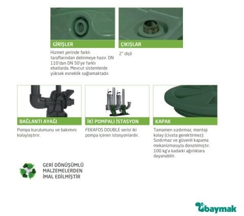 Dab FEKABOX 110   110 Lt. Tek Pompalı Atık Su Toplama ve Tahliye Sistemi (pompa hariçtir.)