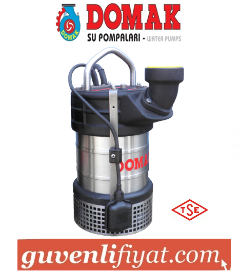DOMAK ASG257 4.HP 380V GÖMLEKLİ PASLANMAZ ÇELİK GÖVDELİ ATIK SU DALGIÇ POMPA