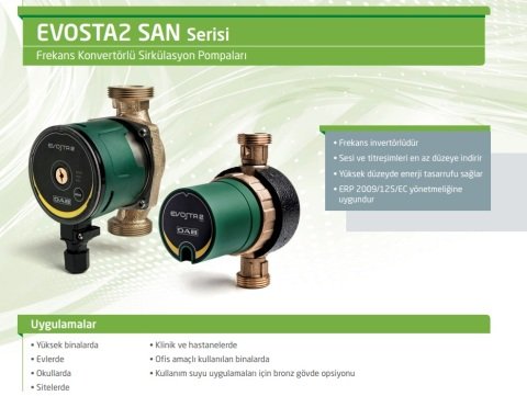 DAB EVOSTA2 11/139 SAN V (DIŞ DİŞLİ VE ÇEKVALFLİ)  FREKANS KONVERTÖRLÜ DİŞLİ TİP SİRKÜLASYON POMPASI  F ½''  G1'' ÇIKIŞLI
