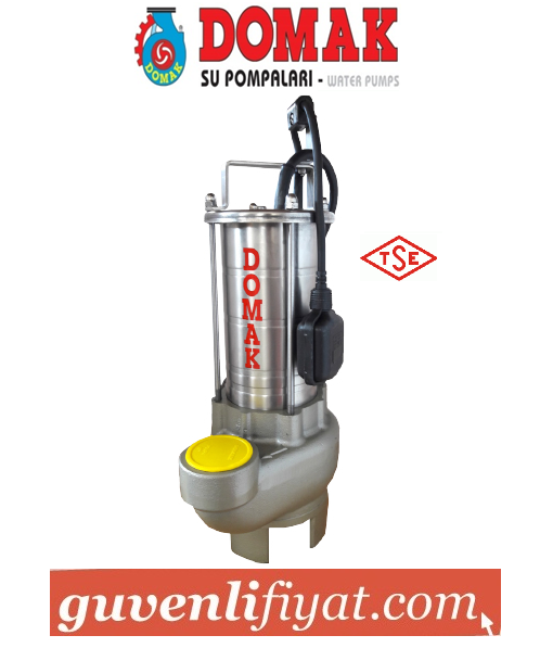 DOMAK ASM221 K2 1.5 HP 220V KAPALI FANLI PASLANMAZ ÇELİK GÖVDELİ KARIŞTIRICILI DALGIÇ POMPA
