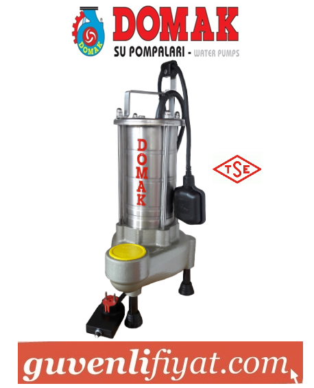 DOMAK ASM1330 K2 3.HP 220V KAPALI FANLI PASLANMAZ ÇELİK GÖVDELİ KARIŞTIRICILI DALGIÇ POMPA