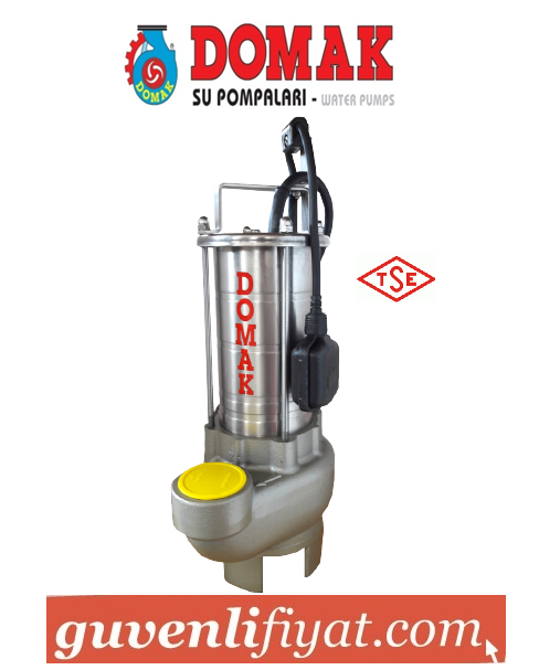 DOMAK ASM231 V4 1.5 HP 220V VORTEX ÇARKLI PASLANMAZ ÇELİK GÖVDELİ KARIŞTIRICILI DALGIÇ POMPA
