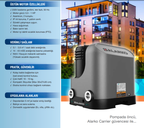 Alarko PZ 750 1hp 220v  Sessiz Kabinli  Elektronik Paket Hidrofor