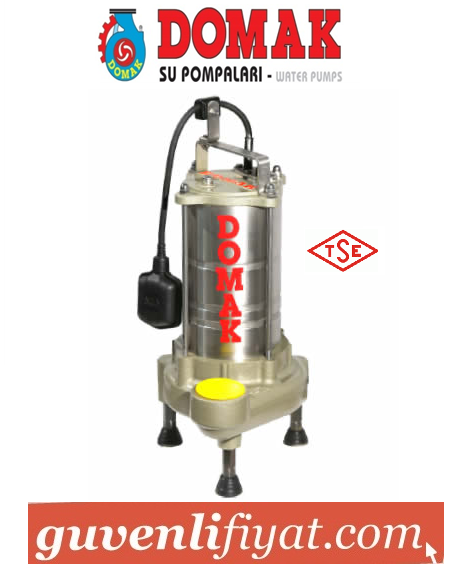 DOMAK AST1330 K2 3.HP 380V KAPALI FANLI PASLANMAZ ÇELİK GÖVDELİ ATIK SU DALGIÇ POMPA