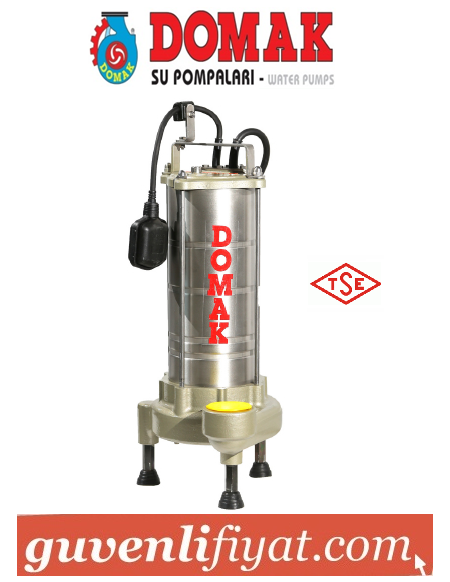 DOMAK AST231 V4 1.5 HP 380V VORTEX ÇARKLI PASLANMAZ ÇELİK GÖVDELİ ATIK SU DALGIÇ POMPA