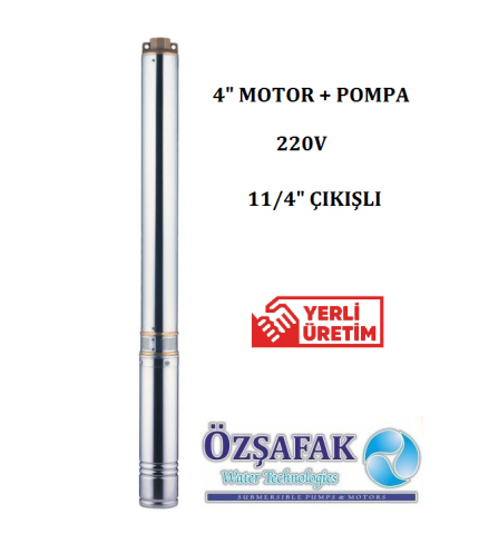 ÖZ ŞAFAK  ST 5/9  -1HP-220V- 4'' DALGIÇ MOTORLU POMPA (MOTOR + POMPA)