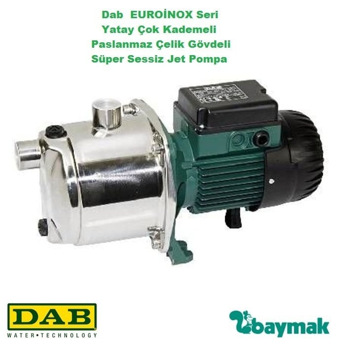 Dab  EUROİNOX 40/80 M   1kW  220V  Yatay Çok Kademeli Paslanmaz Çelik Gövdeli Süper Sessiz Jet Pompa