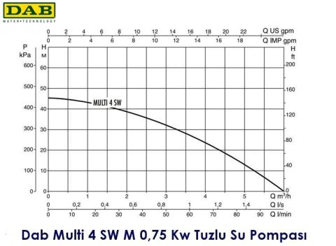 Dab  MULTI 4 SW M    0.75kW  220V  Yatay Çok Kademeli Tuzlu Su Pompası (4 Kademeli)