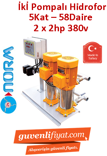 NORM NBH 2/1204T 380V 2HP Çift Pompalı Paket Hidrofor
