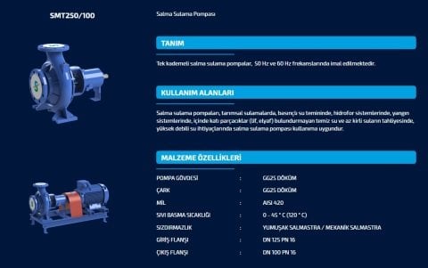Sumak SMT250/100     45 kW  380V   Tek Kademeli Salyangoz Gövdeli Pompa (2900 d/d)