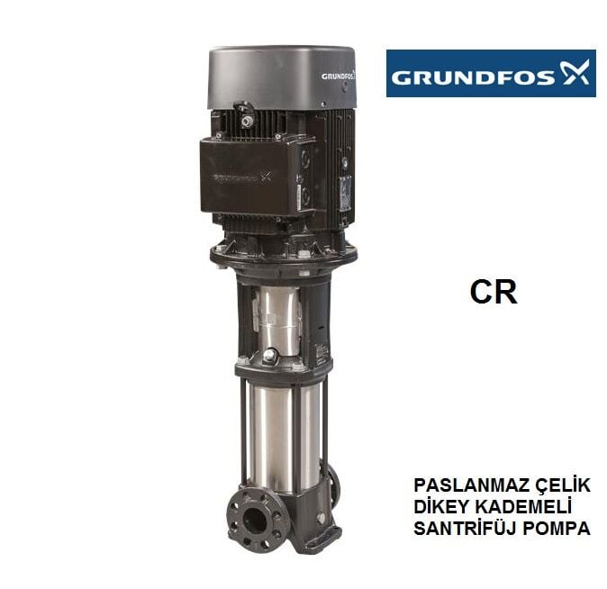 GRUNDFOS  CR 1-25   1.5kW 380V DİKEY KADEMELİ PASLANMAZ ÇELİK İNLİNE SANTRİFÜJ POMPA / HQQE SALMASTRA  / DIN / ANSI / JIS Kombi Flanş (FGJ) - 96516255
