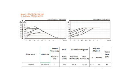 ARISSA HM-25-70-180 11/2'' (180mm) FREKANS KONVERTÖRLÜ SİRKÜLASYON POMPA