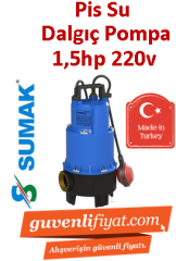 SUMAK SDF15 1.5HP 220v Açık Fanlı Pis Su Dalgıç Pompa