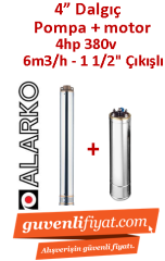 ALARKO 4SD6/26 DMD 4Hp 380v 1 1/2'' Çıkışlı 4'' Derin Kuyu Sondaj Motor + Pompa