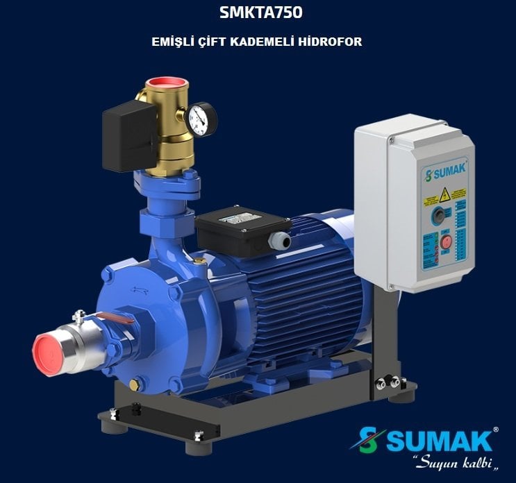 Sumak SMKTA550/2  1X4 kW  380V  Tek Pompalı Emişli Çift Kademeli Yatay Hidrofor