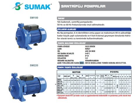 SUMAK SMT100 1Hp 380v Tek Fanlı Santrifüj Pompa