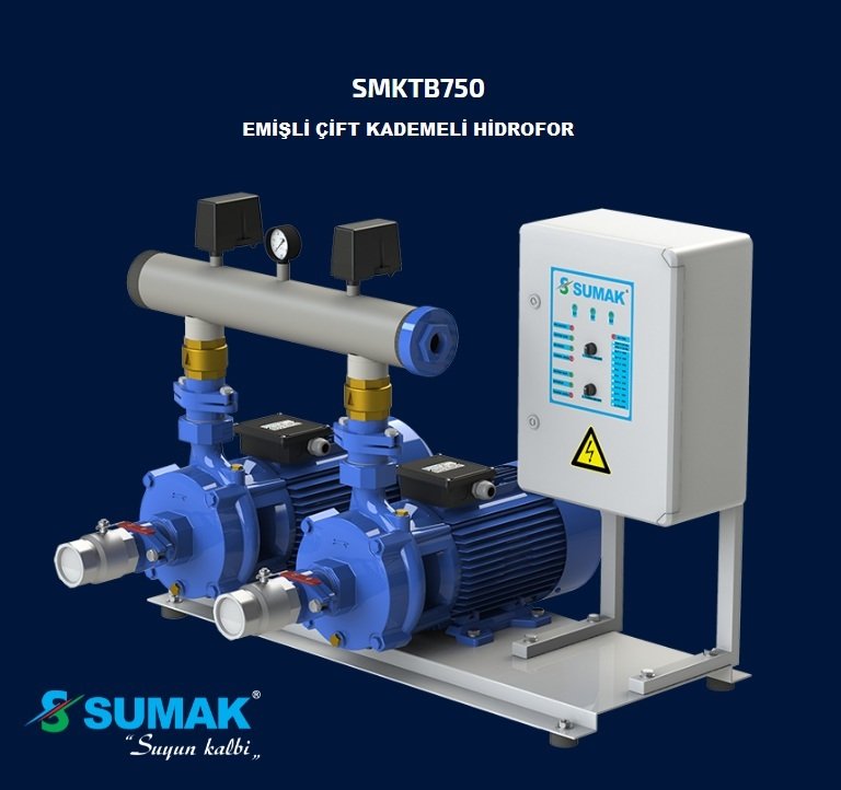 Sumak SMKTB550    2X4 kW  380V  İki Pompalı Emişli Çift Kademeli Yatay Hidrofor
