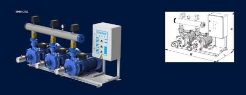 Sumak SMKTB550/2    2X4 kW  380V  İki Pompalı Emişli Çift Kademeli Yatay Hidrofor