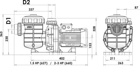 Nozbart Çoşkun Serisi PTF-018 - 1.5 Hp Ön Filtreli Havuz Pompası (Trifaze)